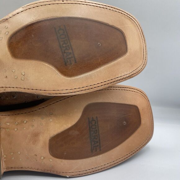 Corral Western Boot Mens Men 10.5 D Tan Full Ostritch Broad Square Toe Cowboy main image 10